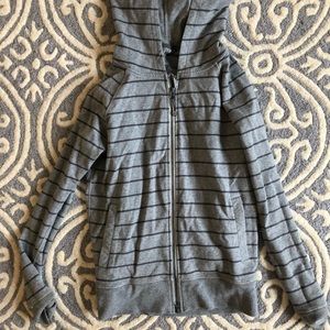 Grey striped lululemon jacket with hood